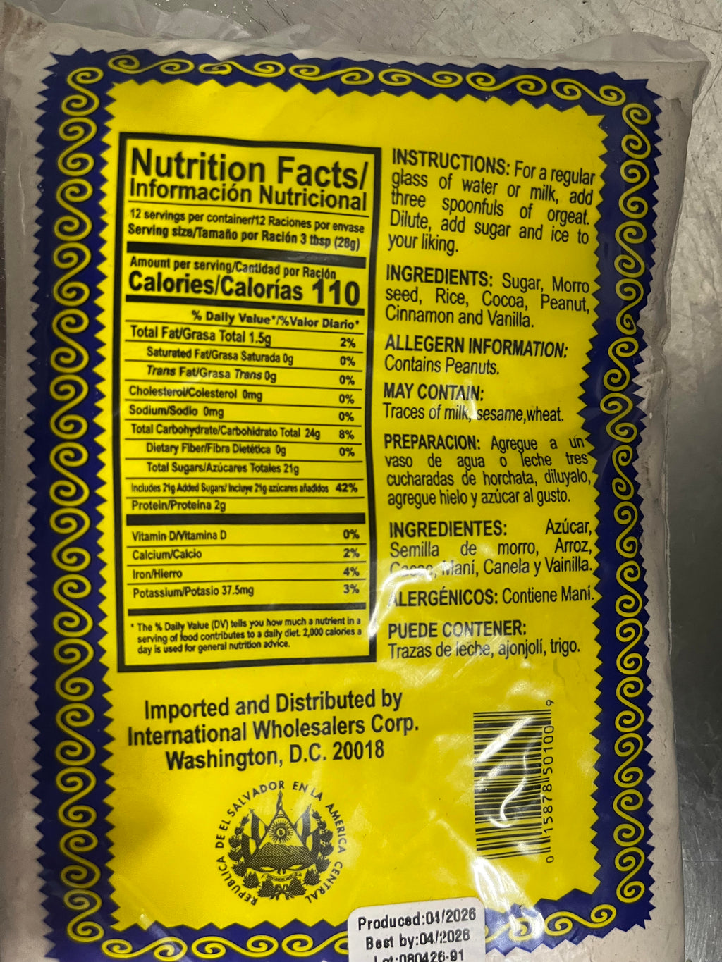 Loty Horchata Especial de Morro – Orgeat Drink Mix (12 oz)